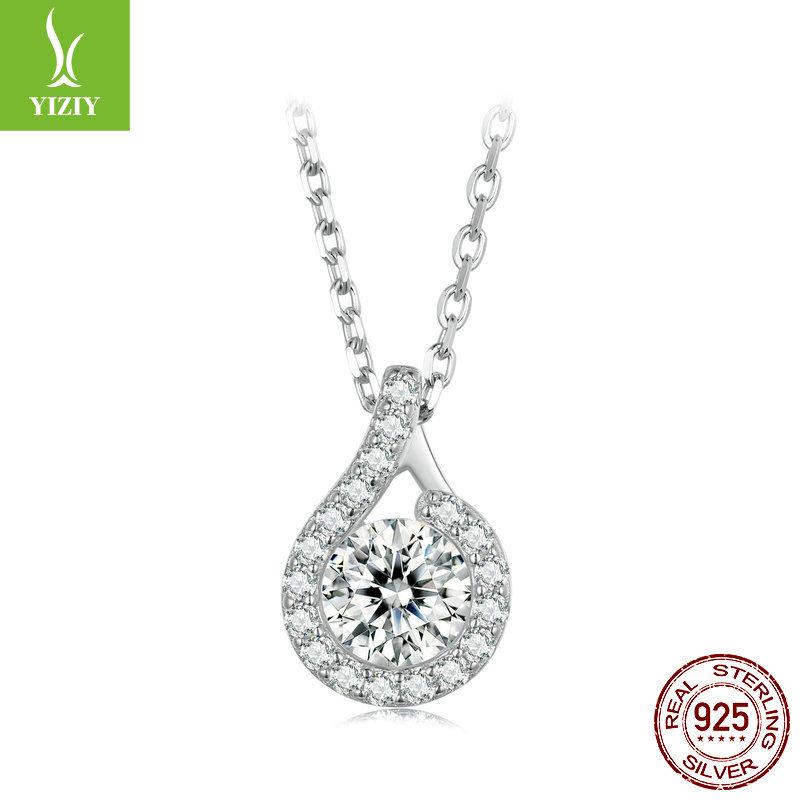 

Classic One-Carat Mozzarella Diamond Necklace, Elegant Temperament Drop-Shaped S925 Sterling Silver Collarbone Chain 925 silver