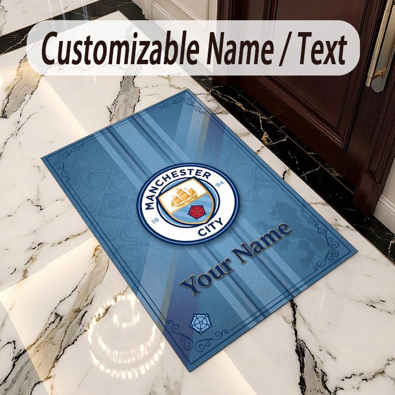 Crystal Velvet Rug Manchester City Print Custom Name Text Floor Mat Home Decor