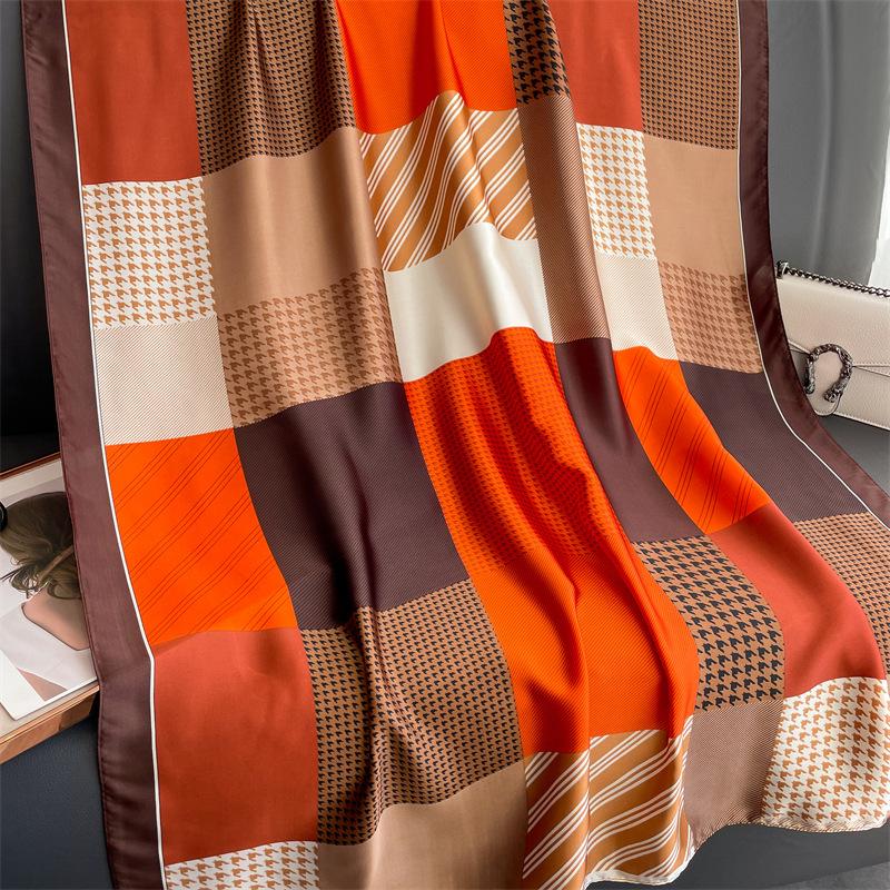 New Houndstooth Silk Scarf Designer Hijab Scarves Muslim Bandanna Shawl Wrap Neck Bag Apparel Accessories Foulard Muffler Scarf