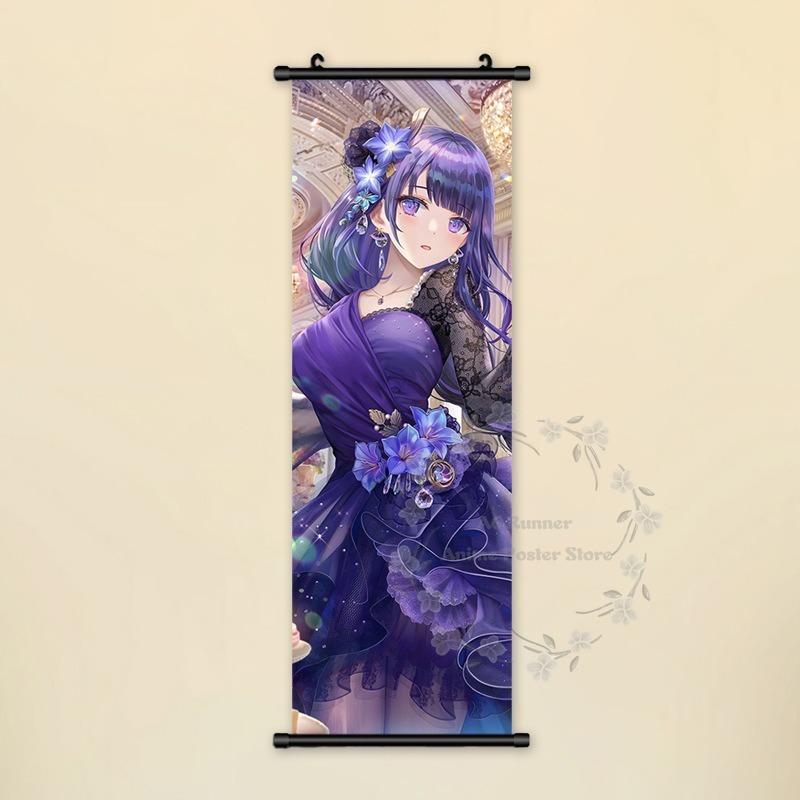 Impact Genshin Poster Anime Hot Games Wall Artwork Hutao Klee Vendi Canvas Painting Print Hanging Scroll Home Decoration Gift