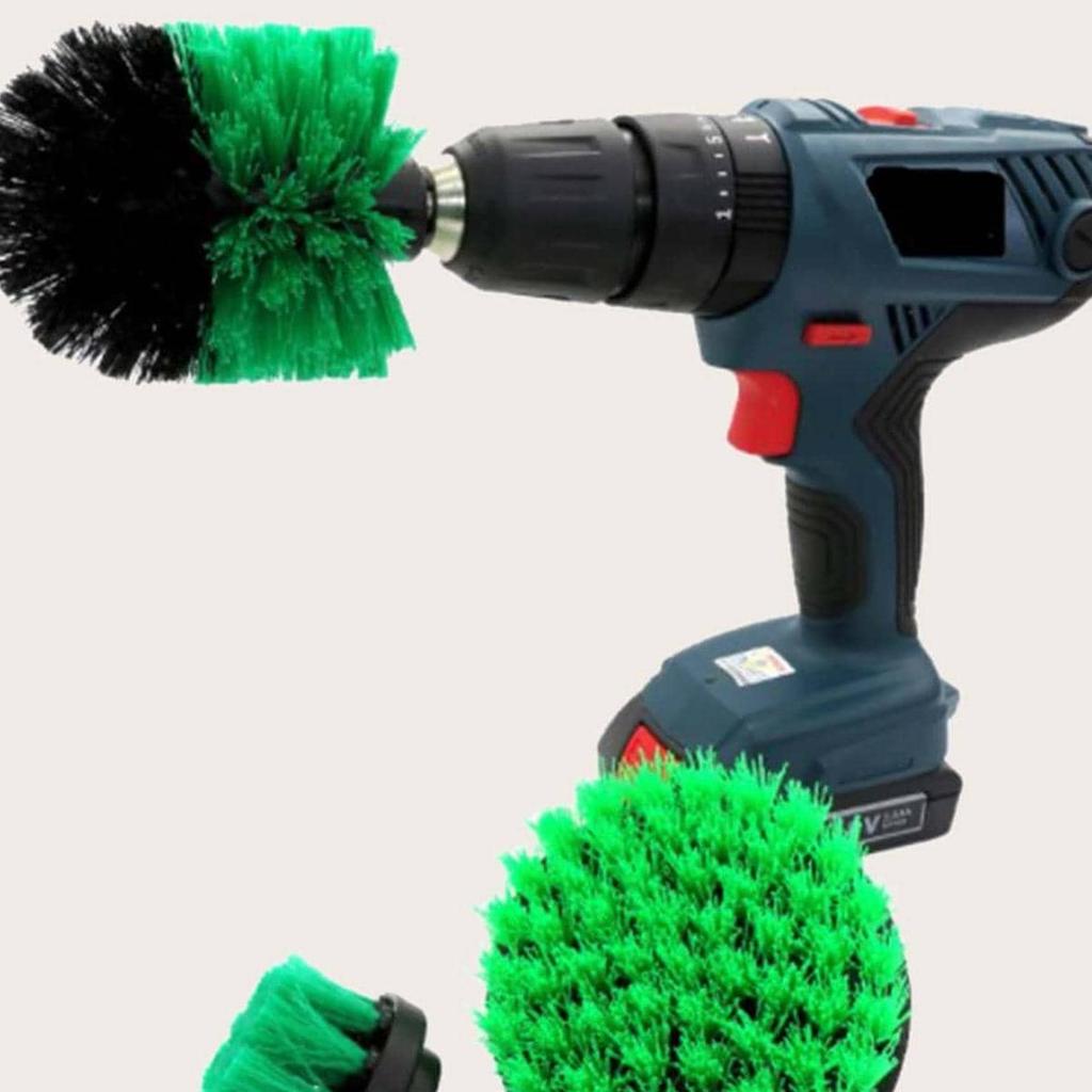 3Stk/Set 2/3,5/4'' Elektrische Schrubberbürste Bohrbürsten-Set Runde Reinigungsbürste aus Kunststoff für Teppich Glas Autoreifen Nylonbürsten
