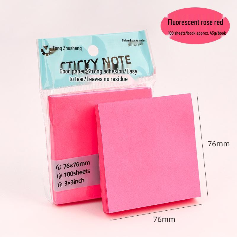 Multicolor Sticky Notes: Creative Fluorescent Memo Pads with Reusable Adhesive for Students