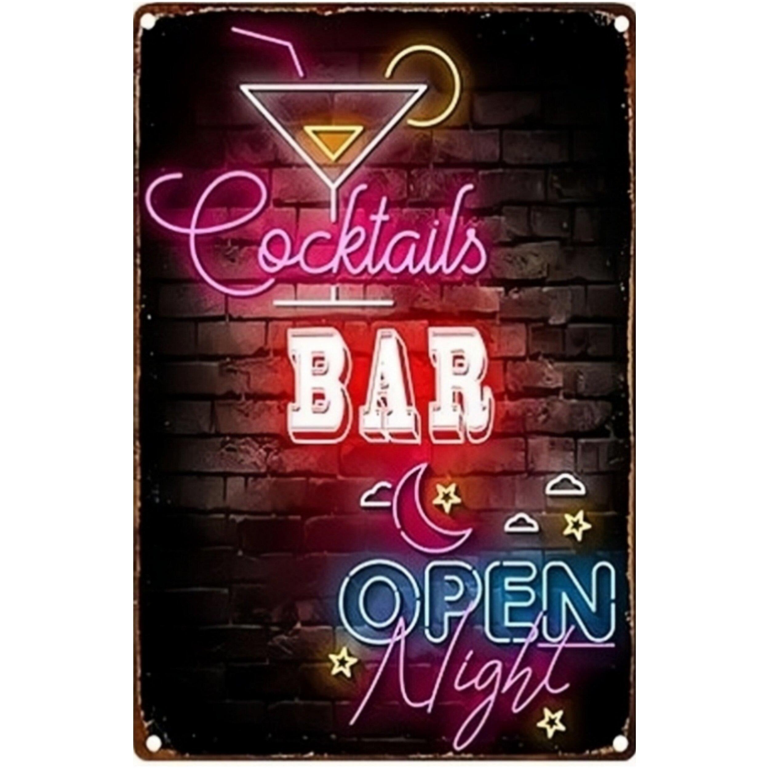 

Neon Bar Open Decoration Metal Sign Tin Sign Tin Plates Wall Decor Room Decoration Retro For Home Club Man Cave Cafe 20x30cm