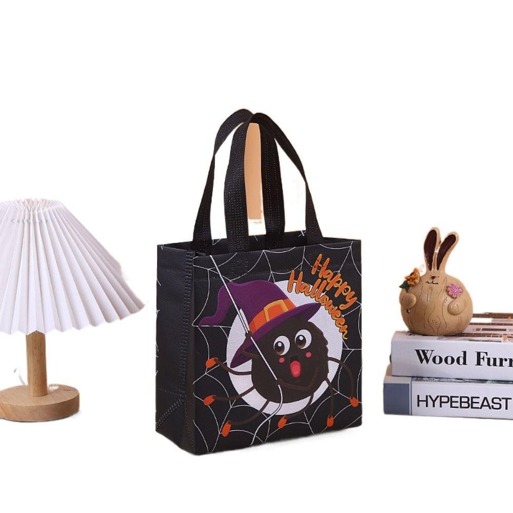 Large Capacity Halloween Gift Bag Ghost Printed Pumpkin Bag Party Supplies