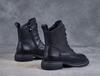 ZUYEE Genuine Leather Low Side Short Easy to Walk Size Women's Lace-Up Boots, Heel, Zip, Boots, Soft, Casual, in, Black, 23.5cm