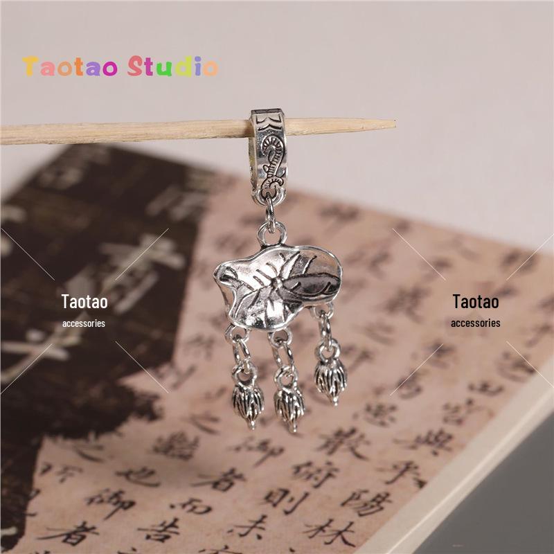 Three-Way Tassel Dangle Pendant Antique Silver Crystal DIY Bracelet Necklace Accessories