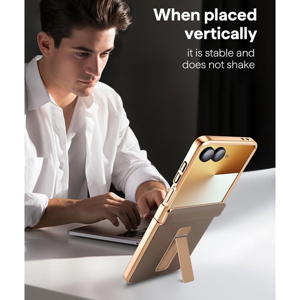 Hochwertige Leder-Metall-Halterung Hülle Für Samsung Galaxy Z Flip 7 Flip 6 Flip5 Flip 4 3 Auto-Rückstellfeder Scharnier Schutzhülle