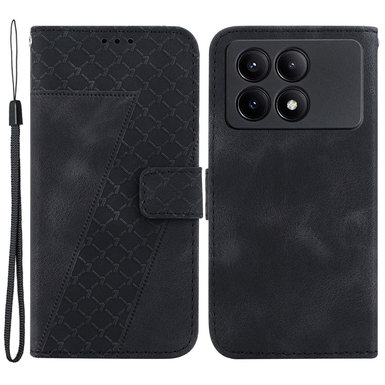 

Чехол для Xiaomi Redmi K70E 5G/Poco X6 Pro 5G с тиснением в форме 7, чехол-кошелек для телефона Black