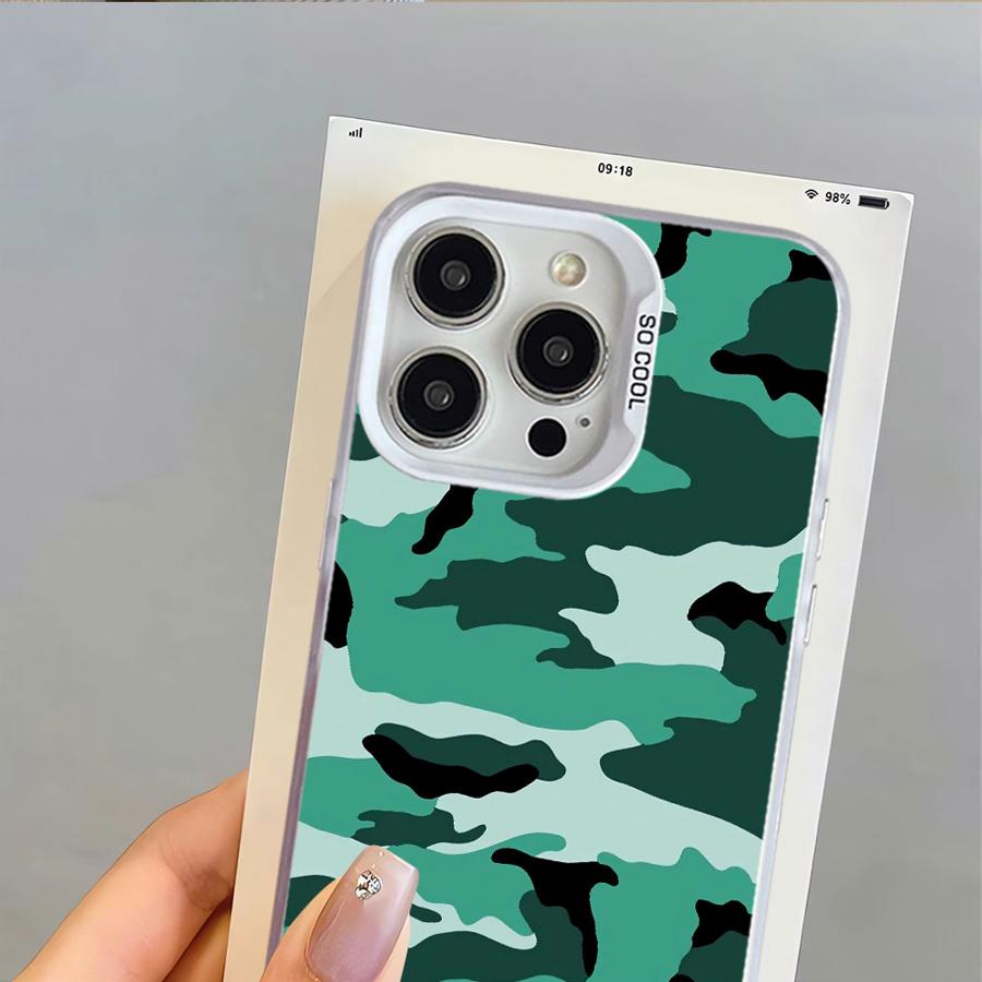 Case for iPhone 11 12 13 Pro Max 14 15 16 Plus 16e Soft Cover Camouflage Pattern