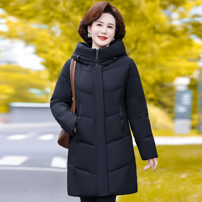 Winter foreign style medium and long down jacket female middle-aged mother large size white duck down warm jacket