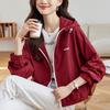 Red Hooded Jacket for Women In Spring and Autumn Latest Tops for Outdoor Activity Everyday Small Jacket