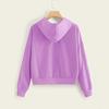 Women Casual Long Sleeve Zipper Pocket Shirt Hooded Sweatshirt Tops