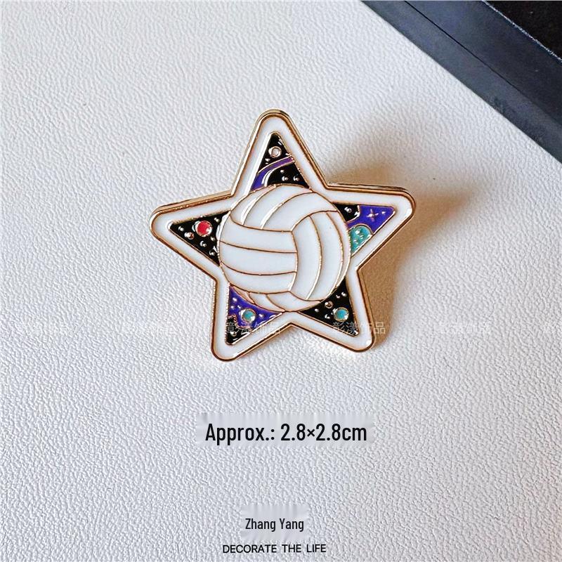 Multi-Sport Emblem Pin: Football, Basketball, Badminton, Tennis, Baseball, Billiards, Table Tennis, Volleyball Brooch