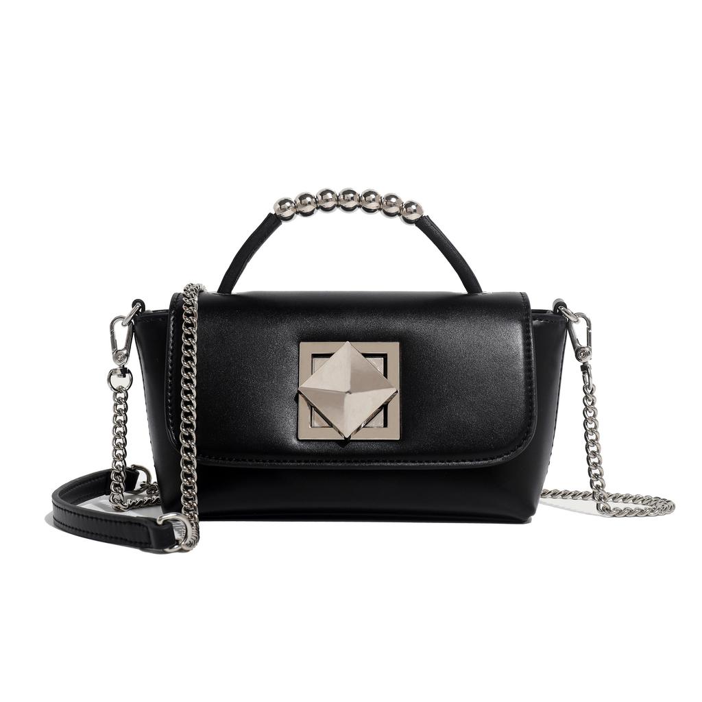2025 New Korean Style Fashion Small Square Bag, Versatile and Unique Handbag with Textured Lock and Chain, Shoulder Bag and Crossbody Bag