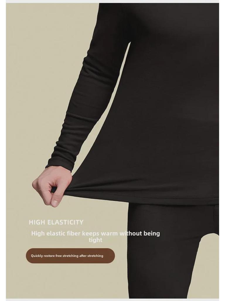 Couples' Comfortable Velvet Thermal Underwear Set with Thickened German Velvet - Round Neck Autumn Top and Winter Bottom Leggings