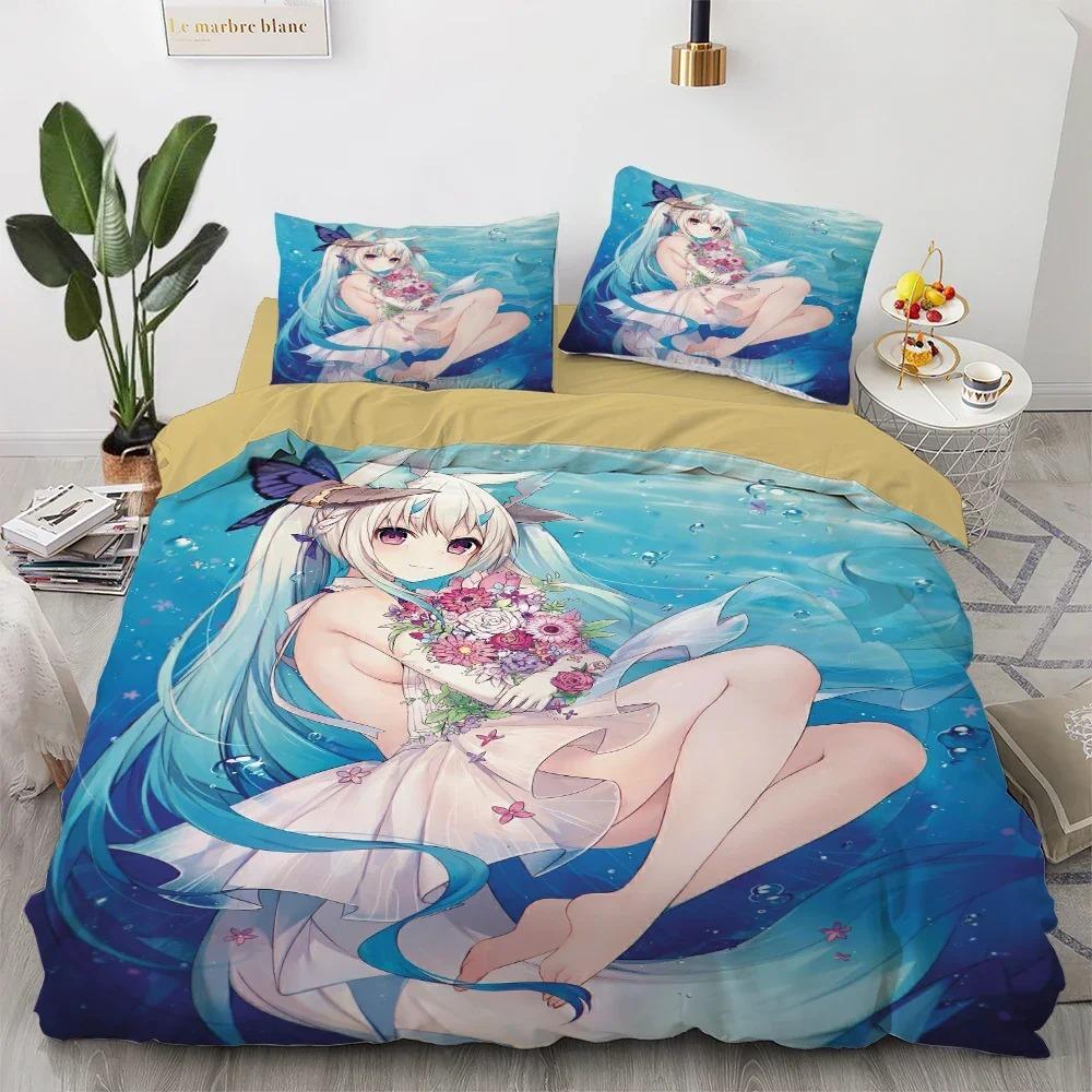 Anime Kawaii Bedding Set Japan Anime Loli Duvet Cover Set Kids Bedroom Cartoon 3D Printed Quilt Cover Bedroom Gift