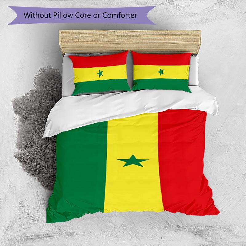 Senegal 3pcs Bedding Set Duvet Cover Closure Includes 1 Duvet Cover & 2 Pillowcases for All Seasons Bedroom Home Dorm Decor