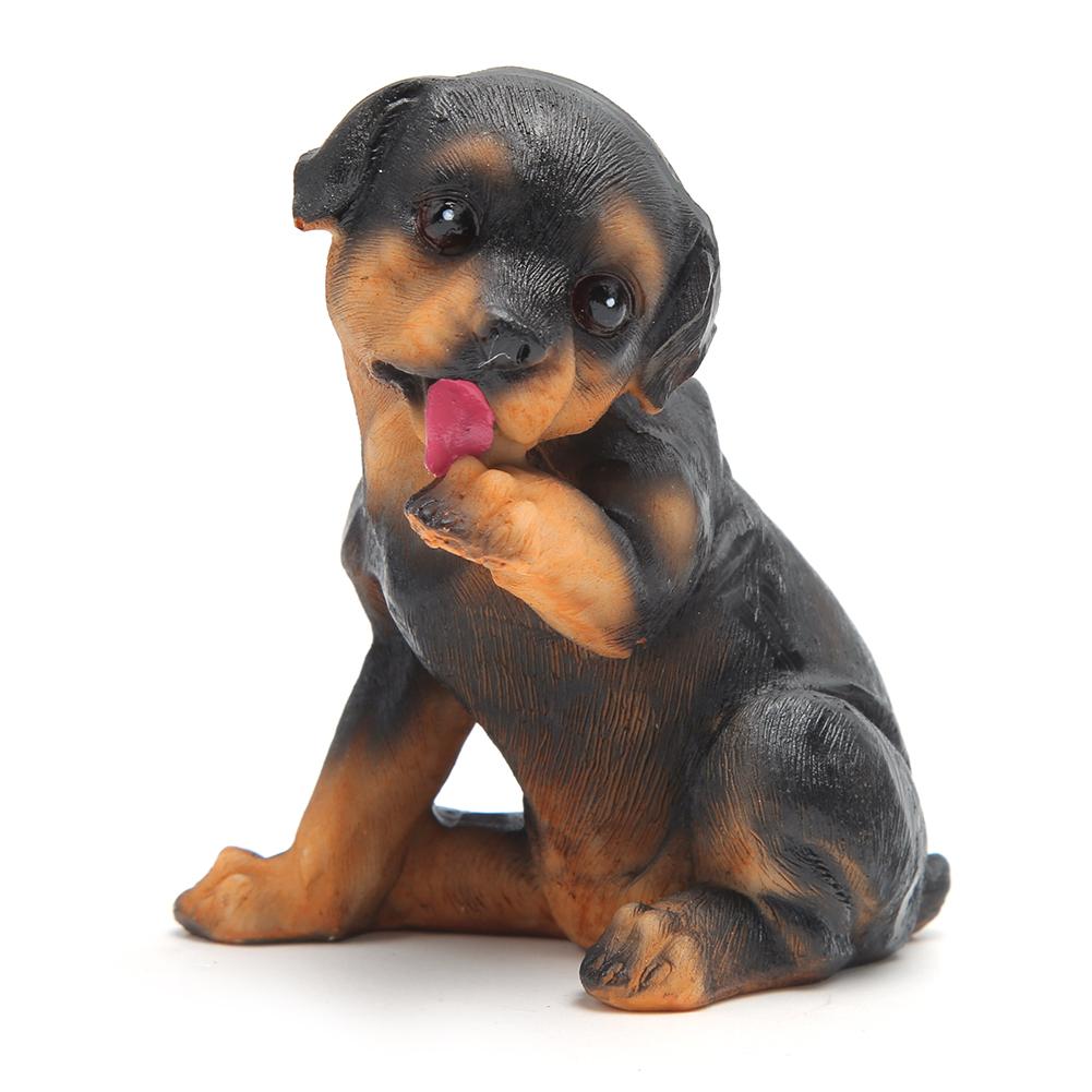 4Pcs Set Mini Cute Puppy Dog Statue Sculpture Ornaments Resin Craftwork Home Courtyard Garden Decoration