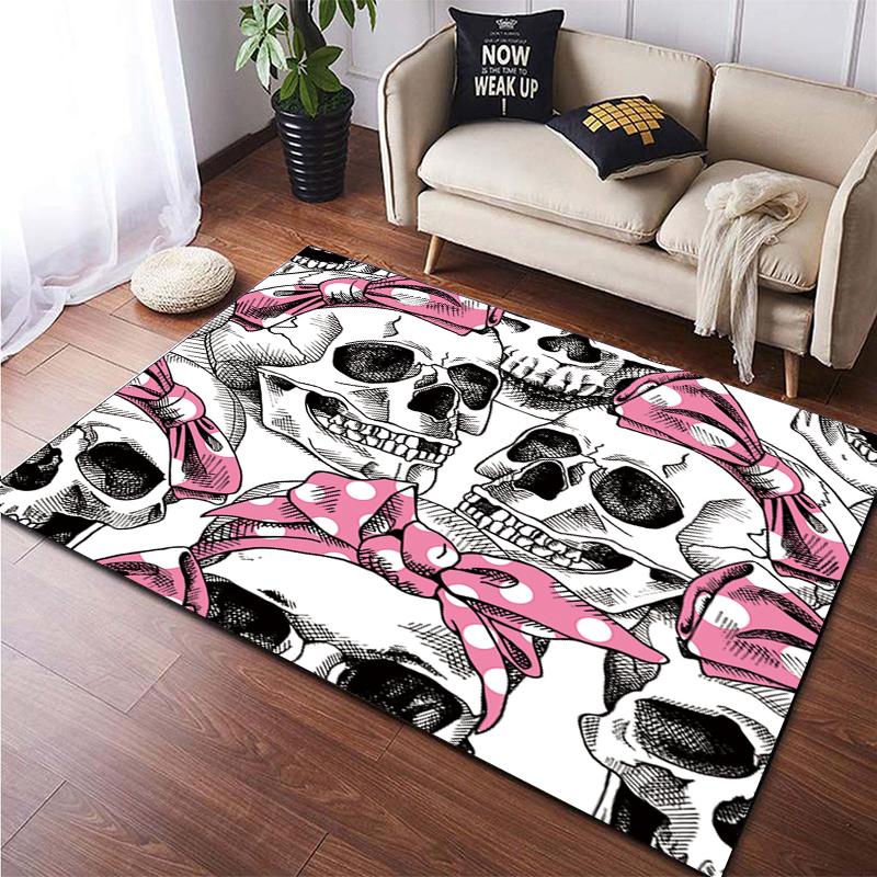Skull Custom Fashion Carpet Doormat Rugs Living Room Area Rug Living Room Games Area Children's Crawling Mat Anime Rug Yoga Mat