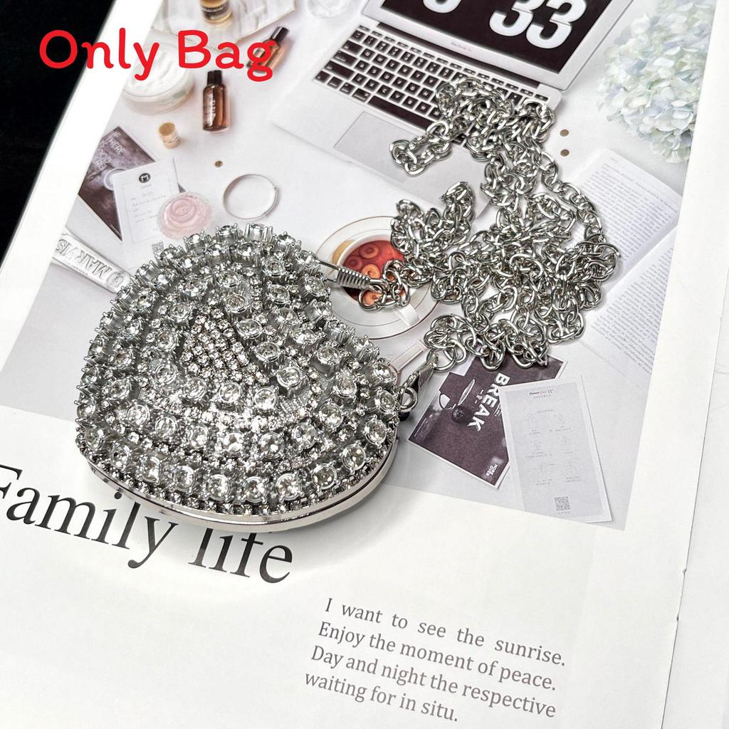 Mini Borsa a Mano a Forma di Cuore d'Amore con Decorazioni di Diamanti Acqua Scintillante per Uso Quotidiano