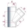 Té PVC-U 45° 32mm PN16 Raccord Muffe pour Tuyauterie Durable
