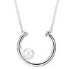 Oval Pearl Pendant Necklace Women Necklace Silver 397526P