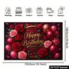 2D Rote Rose Geburtstag Hintergrund mit Weinroten Rosen & Rosa Luftballons