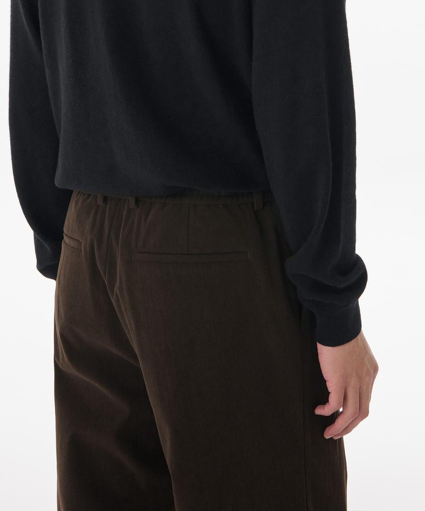 MUSINSA STANDARD 14W Corduroy One-Pleat Wide Elastic Pants [Brown]