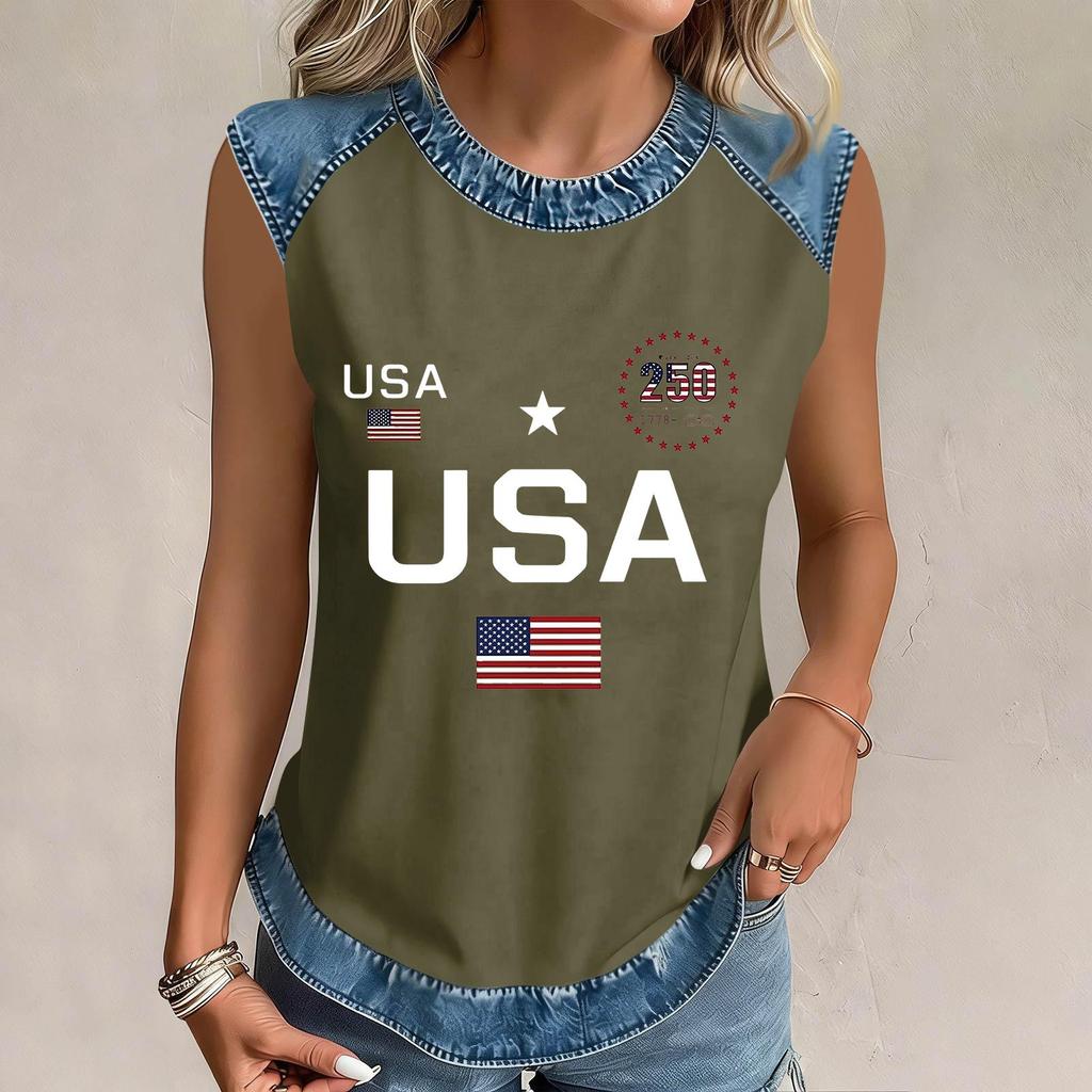 Top Camiseta Feminina Casual com Gola Redonda e Estampado