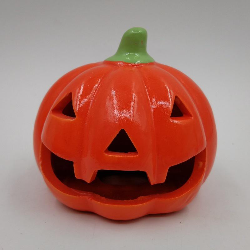 Halloween ceramic pumpkin lantern ghost festival pumpkin skull grimace pendant creative hollow harvest festival pumpkin ornament pumpkin candle holder: 8x8x7.5cm
