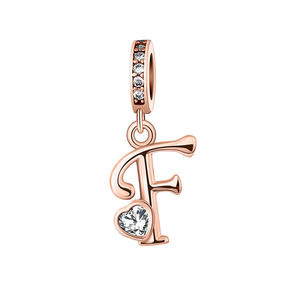 Copper A- Z Alphabet Pendants Charm Beads Do-It-Yourself Love Letter With Heart Dangle Fits European Bracelets Jewellery Gifts
