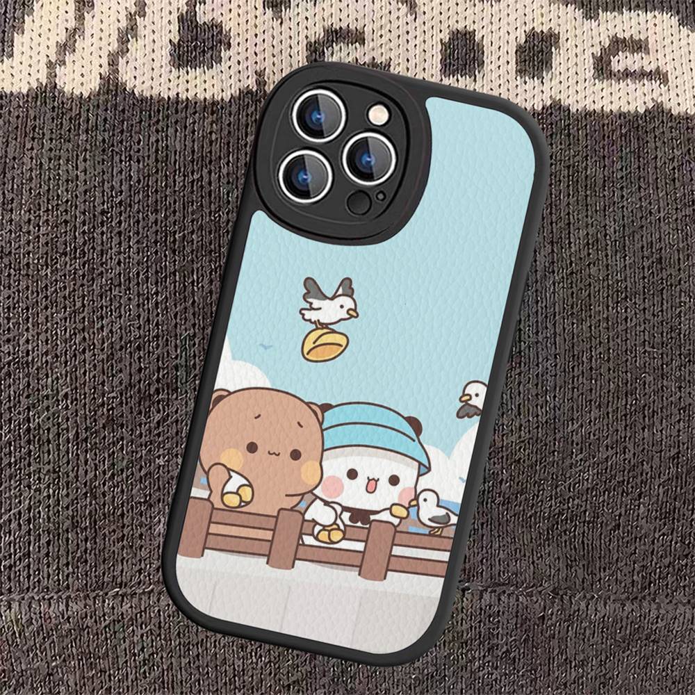 Cute Cartoon Bubu Dudu Phone Case for iPhone 16 15 14 13 Pro Max 11 12 Plus Leather Silicone Cover