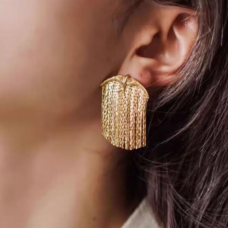 

New S925 Silver Sparkling Snake Chain Birdie Tassel Drop Earrings Women Gift Golden Color Earring Party Fine Jewelry Wholesale