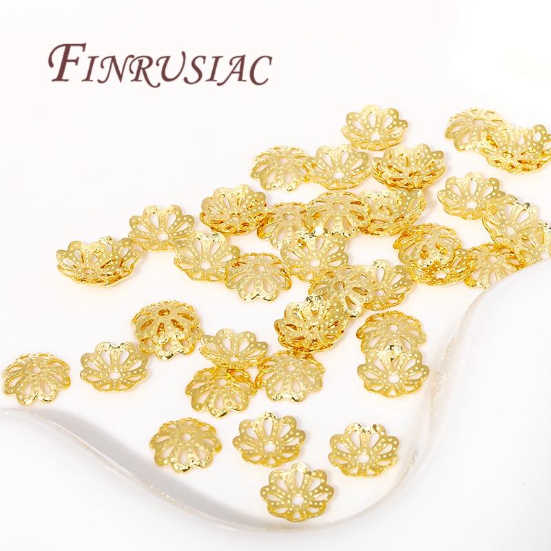5mm 6mm 8mm Bead Caps For Jewelry Making 18K Gold Plated Brass Flower Bead Caps For DIY Bracelets Accessories Findings