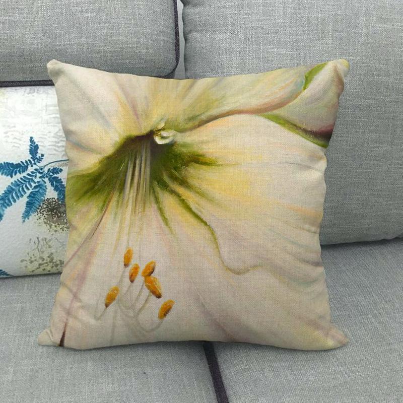 Colored Flowers In An Oil Painting Digital Printing Short Plush Pillow Covers For Car Sofa Office Cushion Cover Home Goods
