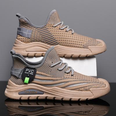 Sneakers New Men's Shoes Flying Woven Breathable Mesh Fashionable Lightweight Soft Sole Comfortable Men's Casual Running Sneakers