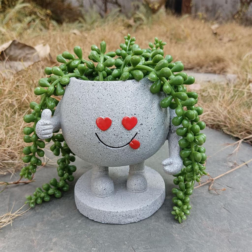 Face Planters Pots Resin Smile Face Vase Succulent Head Planter Pots Face Flower Pots Containers for Indoor Plant
