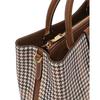 Daks Brown Leather Houndstooth Check Tote Bag M
