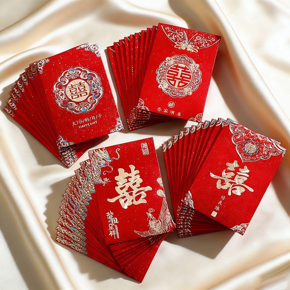80Pcs Multiple Patterns Hongbao Traditional Red Lucky Envelopes Money Pocket  Wedding Celebration