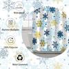 Snowflake Shower Curtain Winter Holiday Blue Gold Pattern Christmas Bathroom Decor Waterproof Fabric Seasonal Theme Home