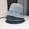 Korean Version of Women's Big Head and Face Showing Small Fisherman's Hat Retro Washing Denim Basin Hat Versatile Bucket Hat
