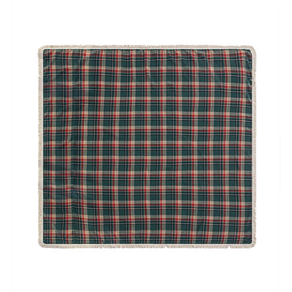 Christmas Slipcover Red Green Plaid Sofa Cover Non Slip Full Cover Fringe Retro Holiday Decor