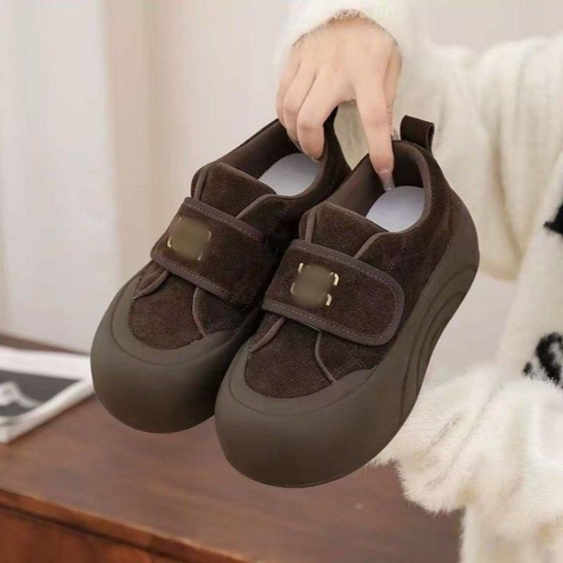 

Кроссовки на липучках на толстой подошве, Новые бестселлеры, Универсальная повседневная обувь, Студенческие кеды с большой головой 37 коричневый