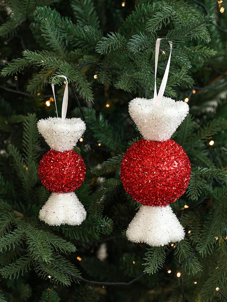 Ornement d'arbre canne à sucre rouge de Noël