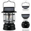 Solar Powered Outdoor Camping Lantern with Knob Portable Tent Light Dimmable Hanging Retro Lantern for Hiking Emergency