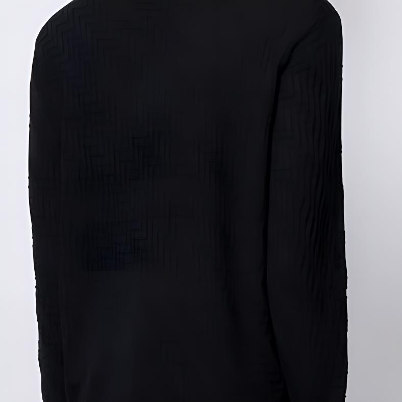 Emporio Armani Herringbone Pattern Knit Pullover Sweater Men Sweater Black 3K1MX9-1MZSZ-920