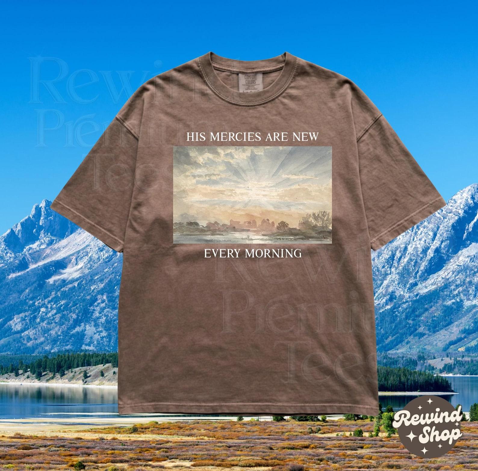 His Mercies Are New Every Morning Christian Shirt - Bible Verse Comfort Colors Tee - Faith T-Shirt 4XL
