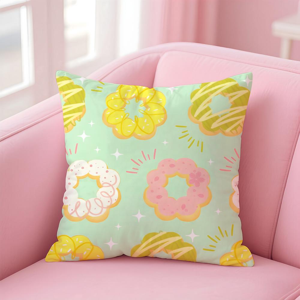 SÜße Donut Kissenbezug Hülle Weicher Hautfreundlicher Stoff Verdeckter Reißverschluss