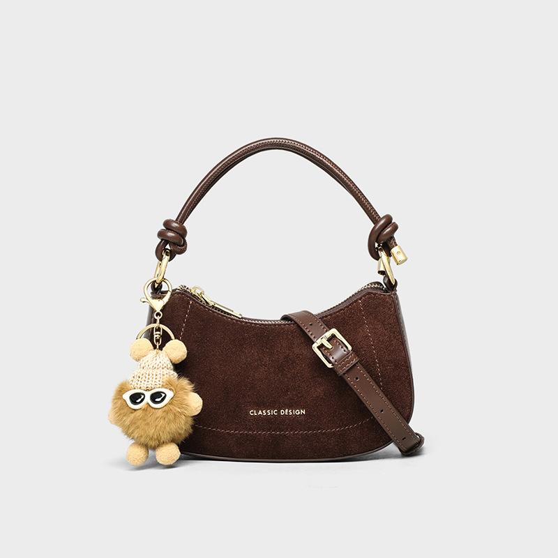 

2025 New Autumn Winter Genuine Leather Crossbody Bag Retro High-end Feel Underarm Single Shoulder Crescent Bag Handbag Brown（Public Version）