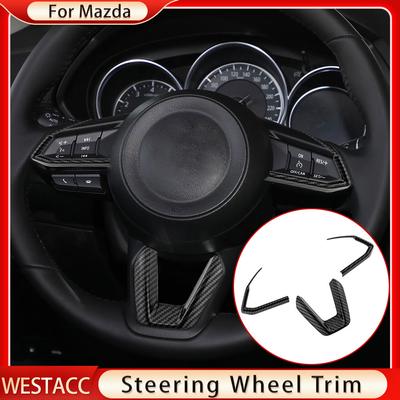 Koolstofvezel Auto Stuurwiel Trim Cover Sticker voor Mazda 2 3 6 Demio CX3 CX-3 CX-5 CX5 CX7 CX9 Axela Atenza